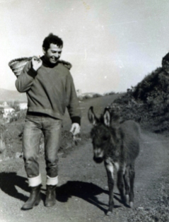 Marios Loizides with pet donkey